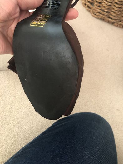 Brown Shoes with peep toe and front bow detail