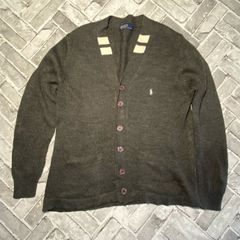 Polo Ralph Lauren Mens Cardigan Size XL Dark Grey/Cream