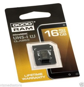 16Gb UHS-1 Class10 80MBs/sec Micro SDHC Memory Card GoodRam Secure Digital + SD adapter LIFETIME WARRANTY!