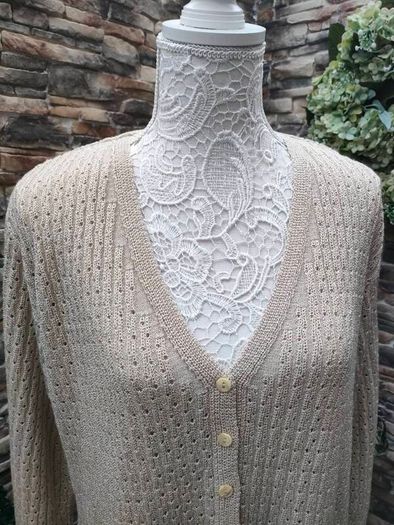 Cream Beige lightweight fine knit cardigan made in Italy