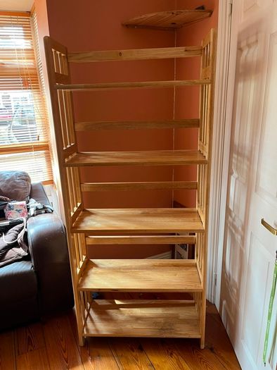 wooden shelves