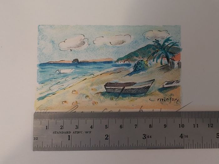 Fantastic Limited-Edition Hand-Signed Lithograph Print of a Caribbean Scene at Grand Case, Saint Martin by the Renowned French Artist Alexandre Minguet (1937-1996), #657/1000