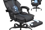 Office Chair Gaming Chair for Adults, Ergonomic Computer Chairs with Footrest and Wide Seat, Big Tall Fabric Desk Chair, Adjustable Height Office Chairs for Home, Heavy Duty, 350LBS, Deep Grey