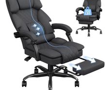 Office Chair Gaming Chair for Adults, Ergonomic Computer Chairs with Footrest and Wide Seat, Big Tall Fabric Desk Chair, Adjustable Height Office Chairs for Home, Heavy Duty, 350LBS, Deep Grey