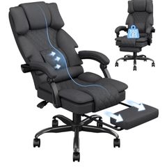 Office Chair Gaming Chair for Adults, Ergonomic Computer Chairs with Footrest and Wide Seat, Big Tall Fabric Desk Chair, Adjustable Height Office Chairs for Home, Heavy Duty, 350LBS, Deep Grey