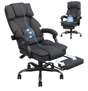 Office Chair Gaming Chair for Adults, Ergonomic Computer Chairs with Footrest and Wide Seat, Big Tall Fabric Desk Chair, Adjustable Height Office Chairs for Home, Heavy Duty, 350LBS, Deep Grey