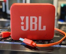 JBL GO 2 Red Portable Bluetooth Speaker-Excellent Condition with Orange Cable