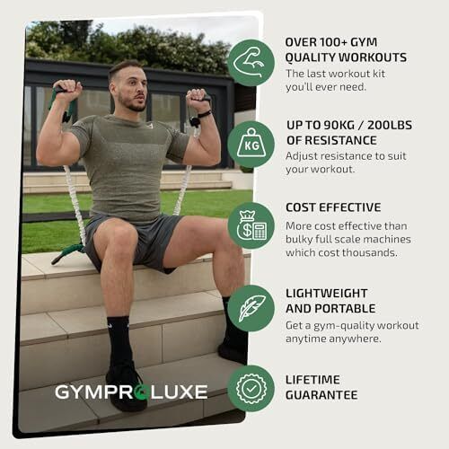 Original Portable Gym - Resistance Exercise Band Set for Home Gym - 90KG Resistance Band Set for Men and Women