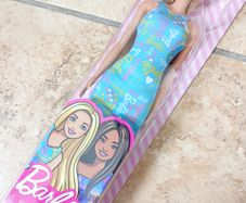 Barbie Doll 2022 Blonde Blue Logo Print Dress HGM59 (Asst GBK92) Mattel New