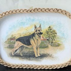 Vintage Retro Wicker Serving Tray
