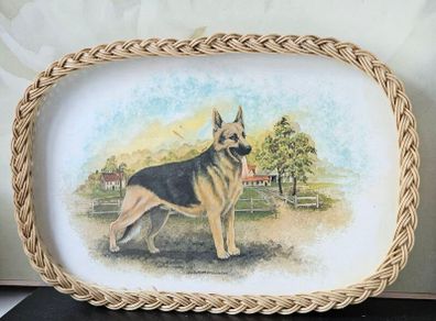 Vintage Retro Wicker Serving Tray