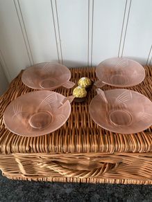 cups - pink cut glass