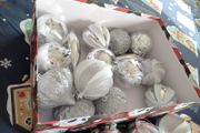 x1 Box of Large Shatterproof Silver Sparkle Baubles