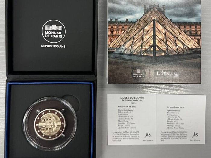 France 2 Euro Commemorative Coin 2025 - The Louvre Museum. Proof.