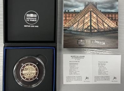 France 2 Euro Commemorative Coin 2025 - The Louvre Museum. Proof.