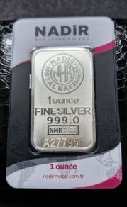 Turkey Nadir Metal Refinery Silver 1 Oz .999 Fine Sealed Bar In Assay Card