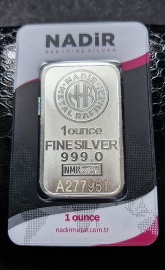 Turkey Nadir Metal Refinery Silver 1 Oz .999 Fine Sealed Bar In Assay Card