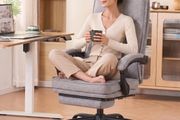 Office Chairs for Home, Ergonomic Office Chair with Footrest 90 135 Recline 150kg Heavy Duty Fabric Computer Desk Chair with Linkage Armrests, Adjustable Height for Napping and Gaming