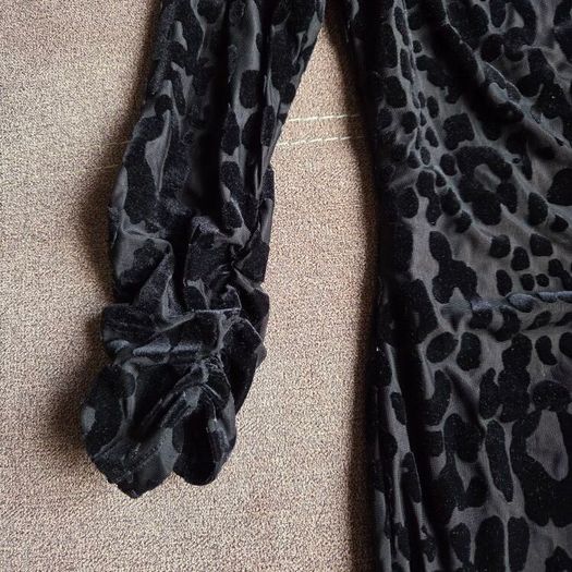 Marks and Spencer Black Leopard Velour-feel Midi Dress, Size 10
