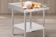 Stainless Steel Work Table, 24 x 24 x 26 Inch Commercial Food Prep Worktable, 3-Sided Backsplash Heavy Duty Prep Worktable, Metal Work Table