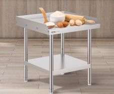 Stainless Steel Work Table, 24 x 24 x 26 Inch Commercial Food Prep Worktable, 3-Sided Backsplash Heavy Duty Prep Worktable, Metal Work Table