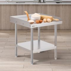 Stainless Steel Work Table, 24 x 24 x 26 Inch Commercial Food Prep Worktable, 3-Sided Backsplash Heavy Duty Prep Worktable, Metal Work Table