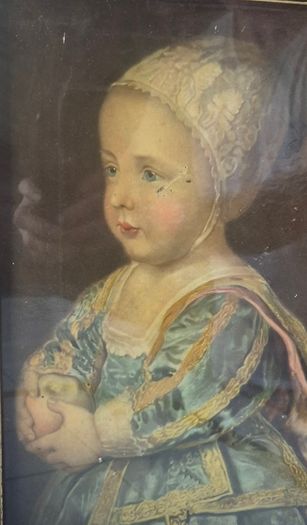 Vintage glass gold framed print of Baby Stuart by Anthony Van Dyke