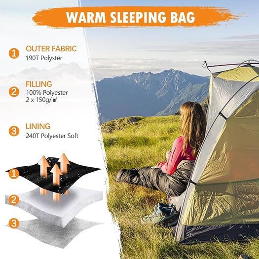 NEW SALE | Sleeping Bags - 3 Seasons Mummy Sleeping Bag for Adults & Kids, Lightweight with Compact Bag for Camping, Hiking, Backpacking, Travel, Outdoor