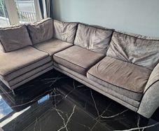 DFS Large Silver Grey L-Shaped Corner Sofa + Matching Footstool