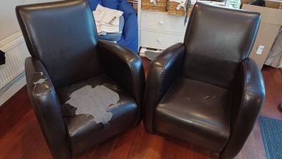 2 x leatherette tub armchairs