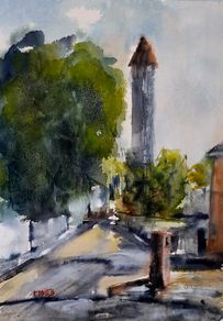 old  clondalkin village watercolour