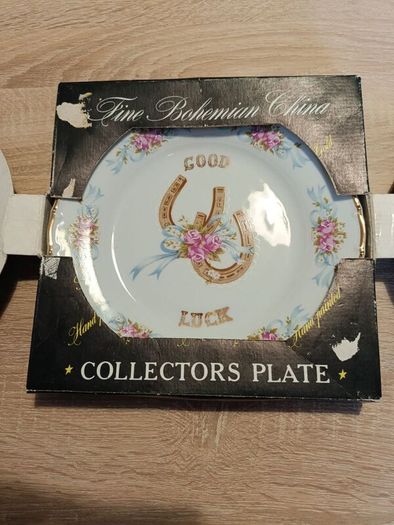 Vintage Bohemian Porcelain Collectors Plate Good Luck
