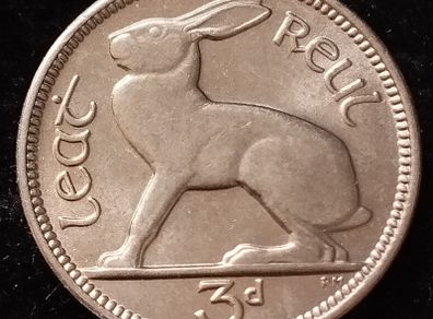 Ireland - 1968 - 3 Pence - Hare - UNC - KM.12a - [2077]