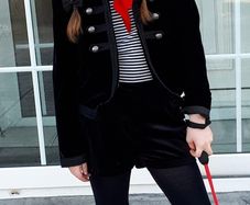 Black velvet military jacket and shorts kids