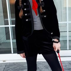 Black velvet military jacket and shorts kids