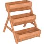 3 Tier Raised Garden Bed Wooden Elevated Planter Box Kit, 66L for Flower, Vegetable, Herb, 65x75x78cm, Brown Image 3