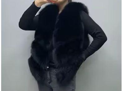 FFS Faux Fur Sake black vest size L UK12 EU40 Postage included