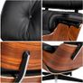 Replica Lounge Chair with Ottoman Black Lather Walnut Wood Genuine Leather Chaise for Living Room Image 5