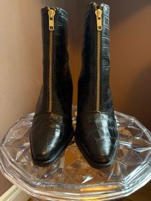 ASOS Black Croc Effect Ankle Boots Size 3