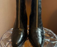 ASOS Black Croc Effect Ankle Boots Size 3