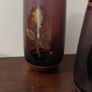 Fabulous Vintage Retro Mid-Century-Modern Hand Blown Tall Glass Pitcher with Six Matching Glasses in Purple/Amethyst Glass with Rose Pattern and Rose Gold Gilt Banding and Frosted Effect Image 6