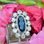 Antique 1920s Sapphire & Diamond Cluster Ring - 18ct White Gold & Platinum Image 2