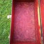 Black storage trunk with red patterned lining Image 3