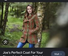 NEW, Joe Brown Green Check Wool Winter Coat - Size 10