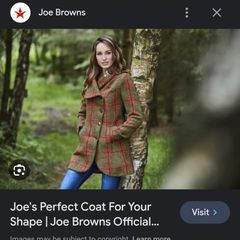 NEW, Joe Brown Green Check Wool Winter Coat - Size 10