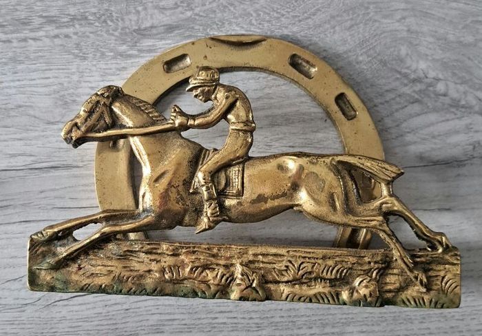 Vintage brass equestrian letter holder