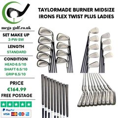 Taylormade Burner Midsize Irons / 3-Pw-Sw / Flex Twist Plus Ladies