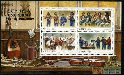 2009 Ireland Stampa Public Souvenir Irish Music Commemorative Stamps Miniature Sheet Overprinted for Stampa Mint Never Hinged (MNH)