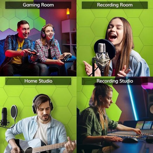 NEW SALE | 12 Pack Hexagon Acoustic Panels Self-adhesive, 30x26x0,9cm High Density Sound Proof Panels