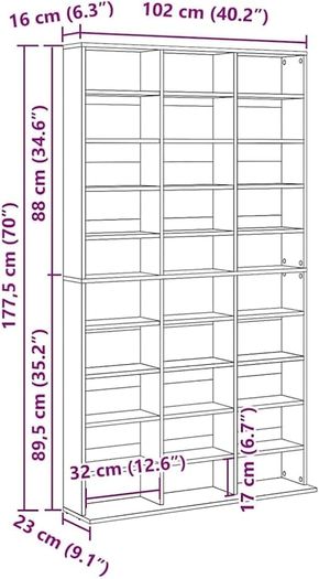 Cabinet Storage Unit Office Bedroom Furniture Interior Smoked Oak 102 x 23 x 177.5 cm Engineered Wood